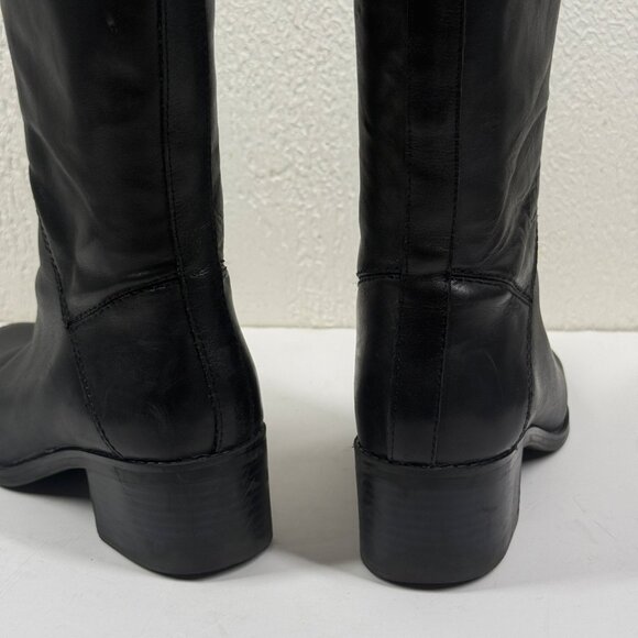 Franco Sarto Lithium Knee High Boots Black Block Heel Leather Zip Size 7M - Picture 5 of 13